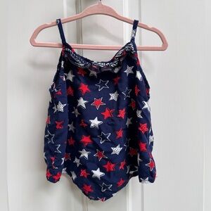 Epic Threads 4T Girls Blue and Red Star 4th of July Patriotic Camisole Blouse